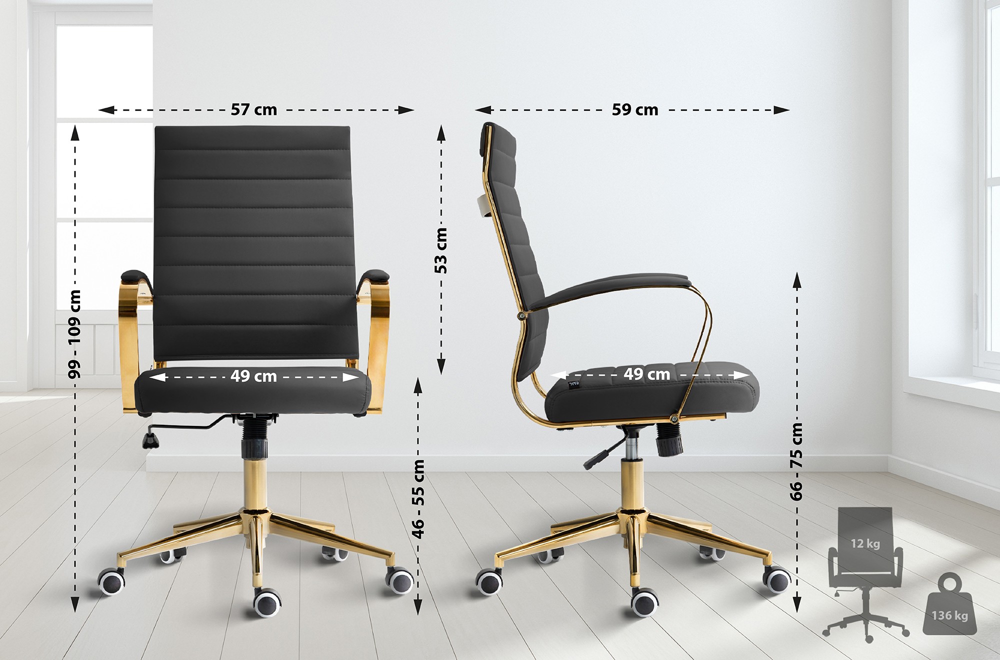 Silla de oficina Havanna en polipiel